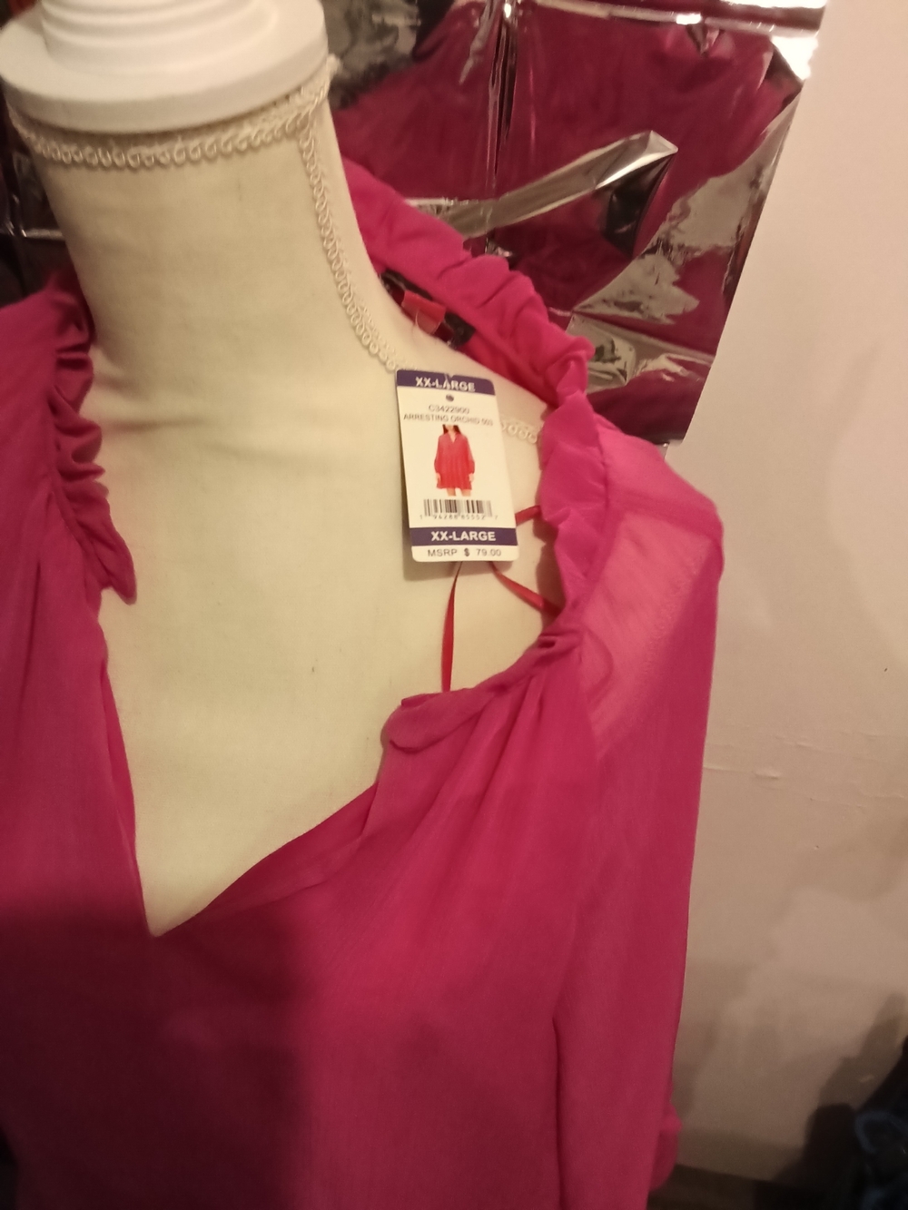 Vince Camuto Ruffled V-Neck Blouse in Bright Fuchsia
